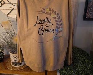 Tan Sweatshirt With Locally GROWN graphic